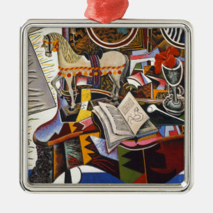 Rote Blume von Joan Miro Ornament Aus Metall