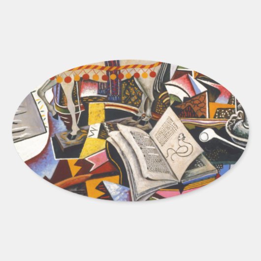 Rote Blume von Joan Miro Ovaler Aufkleber (Vorderseite)