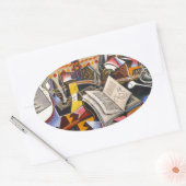 Rote Blume von Joan Miro Ovaler Aufkleber (Umschlag)