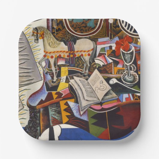 Rote Blume von Joan Miro Pappteller (Vorderseite)