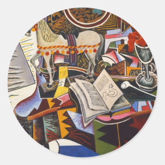 Rote Blume von Joan Miro Runder Aufkleber (Vorderseite)