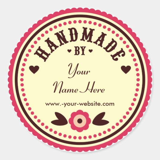 Rote Blume von Personalisierten Aufklebern handgef Runder Aufkleber (Vorderseite)