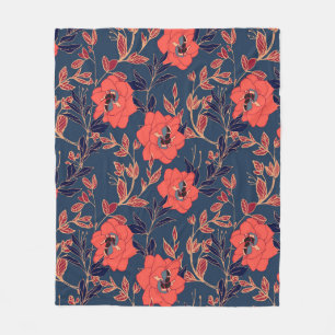 Rote Blume von Rose und Pfennig mit Blätter und p Fleecedecke