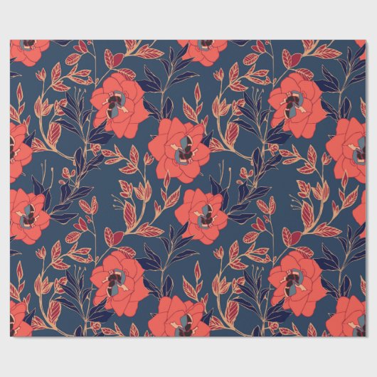 Rote Blume von Rose und Pfennig mit Blätter und p Geschenkpapier (Flach)