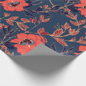 Rote Blume von Rose und Pfennig mit Blätter und p Geschenkpapier (Ecke)