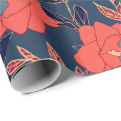 Rote Blume von Rose und Pfennig mit Blätter und p Geschenkpapier (Rolleneckpunkt)