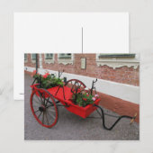 Rote Blume-Wagen auf Postkarte (Vorne/Hinten)