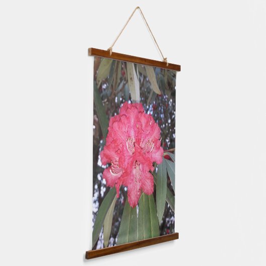 Rote Blume Wandteppich Mit Holzrahmen (Gewinkelt)