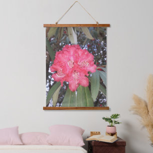 Rote Blume Wandteppich Mit Holzrahmen