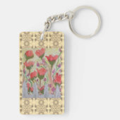 Rote Blume Weißzaun 2 Schlüsselanhänger (Rückseite)