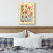 Rote Blume Weißzaun Leinwanddruck (Insitu (Schlafzimmer))