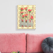 Rote Blume Weißzaun Leinwanddruck (Insitu (Wohnzimmer))