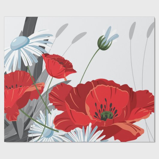 Rote Blume winden Papier Geschenkpapier (Flach)