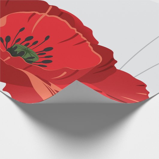 Rote Blume winden Papier Geschenkpapier (Ecke)