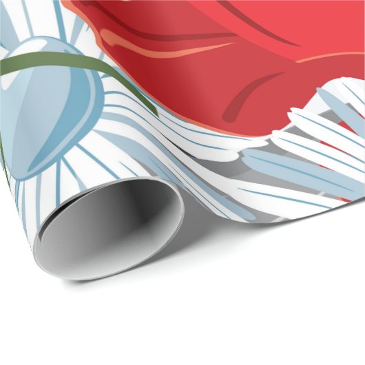 Rote Blume winden Papier Geschenkpapier (Rolleneckpunkt)