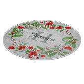 Rote Blume Wreath Rustikale Personalisiert Schneidebrett (Ecke)