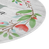 Rote Blume Wreath Rustikale Personalisiert Schneidebrett (Ecke)