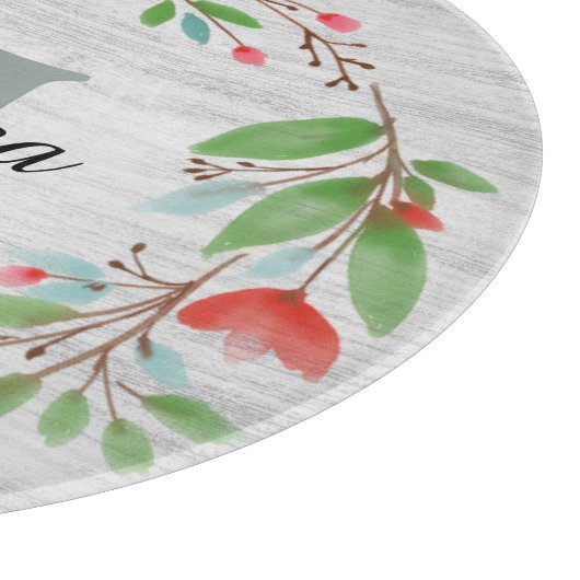 Rote Blume Wreath Rustikale Personalisiert Schneidebrett (Ecke)