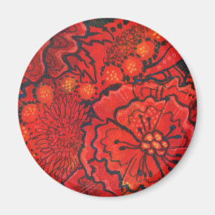 Rote Blume, zarte Blume Abstrakte Blumenkunst Magnet