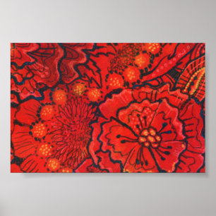 Rote Blume, zarte Blume Abstrakte Blumenkunst Poster