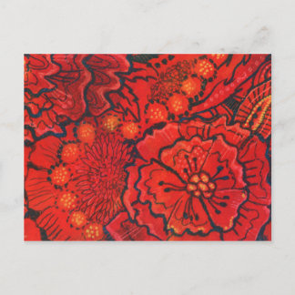 Rote Blume, zarte Blume Abstrakte Blumenkunst Postkarte