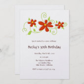 Rote Blume zum Geburtstag Einladung (Vorne/Hinten)