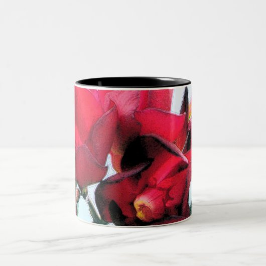 Rote Blume Zweifarbige Tasse (Mittel)
