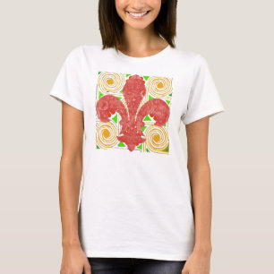 Rote Blumen abstrakt, Lilien-Wasser-Meter-Deckel T-Shirt