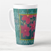 Rote Blumen auf Aqua Milchtasse (Linke Ecke)