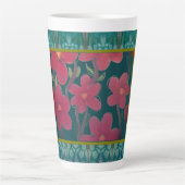 Rote Blumen auf Aqua Milchtasse (Vorderseite)