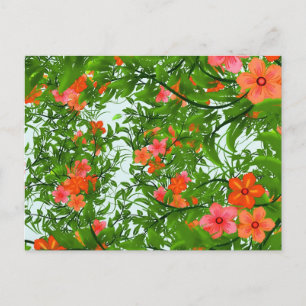 Rote Blumen auf Grün Postkarte