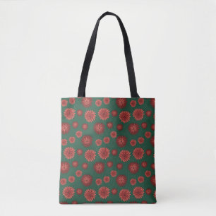 Rote Blumen auf grünem Hintergrund Tasche