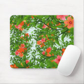 Rote Blumen auf grüner Kunst Mousepad (Mit Mouse)