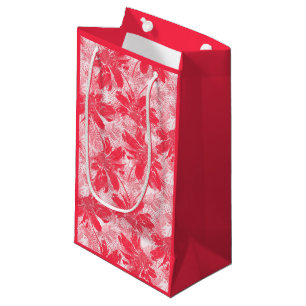 Rote Blumen auf Weiß. Kleine Geschenktüte