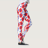 Rote Blumen Blaue Reben Leggings (Rechts)