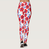 Rote Blumen Blaue Reben Leggings (Rückseite)