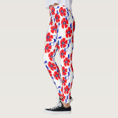 Rote Blumen Blaue Reben Leggings (Links)