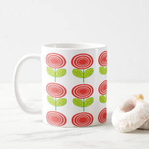 Rote Blumen-Blumen Geometrisch Kaffeetasse