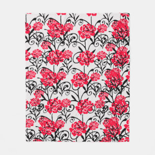 Rote Blumen-Blumenillustrationsmuster-Design Fleecedecke
