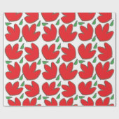 Rote Blumen Blumenmuster Geschenkpapier (Flach)