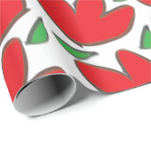 Rote Blumen Blumenmuster Geschenkpapier (Rolleneckpunkt)