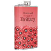 Rote Blumen Brautjungfer Flasche Flachmann (Rechts)