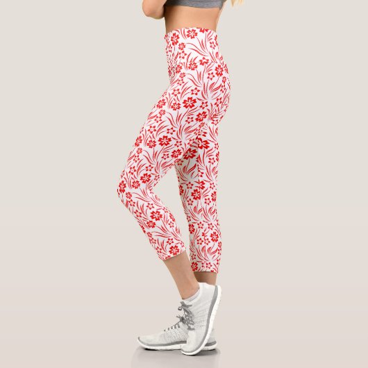 Rote Blumen Capri Leggings (Links)