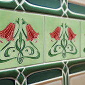 Rote Blumen Dekoration Jugendstil Art Deco Fliese