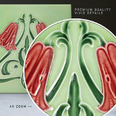 Rote Blumen Dekoration Jugendstil Art Deco Fliese