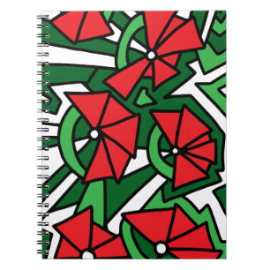 Rote Blumen-Doodle-Kunst Notizblock