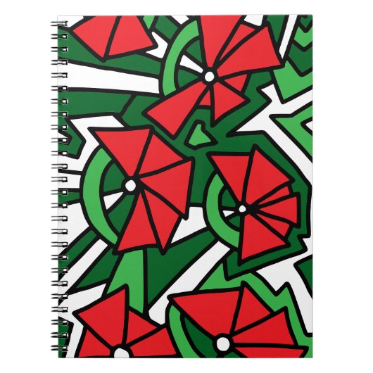 Rote Blumen-Doodle-Kunst Notizblock (Vorderseite)