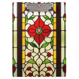 Rote Blumen Elegante Glasmalerei Klemmbrett