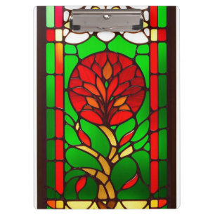 Rote Blumen Elegante Glasmalerei Klemmbrett