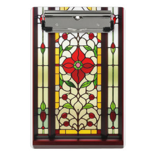 Rote Blumen Elegante Glasmalerei Mini Klemmbrett
